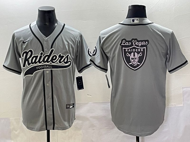 Men 2025 Oakland Raiders Blank Grey Joint Name Nike Limited NFL Jersey style 13